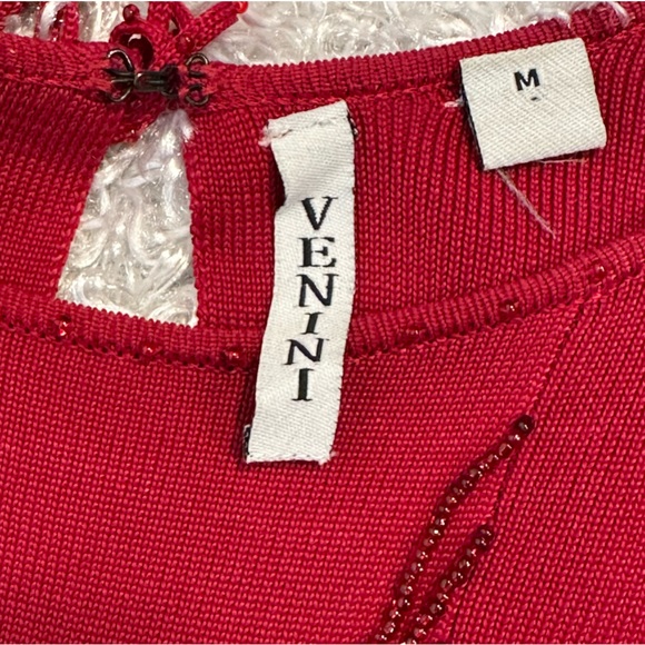 Venini Red Beaded Draped Tie Back Sz M - Picture 3 of 12